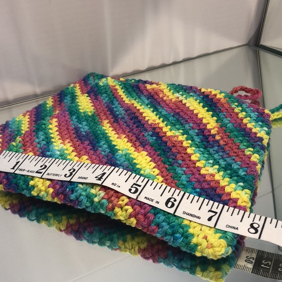 Hand crochet double thick 100% cotton potholders set of 2 - Picture 3 of 6